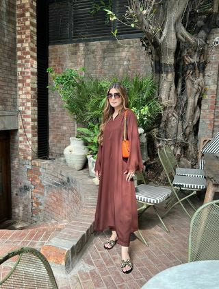 Picture of Manahils - Threaded Love Brown - Available at Raja Sahib