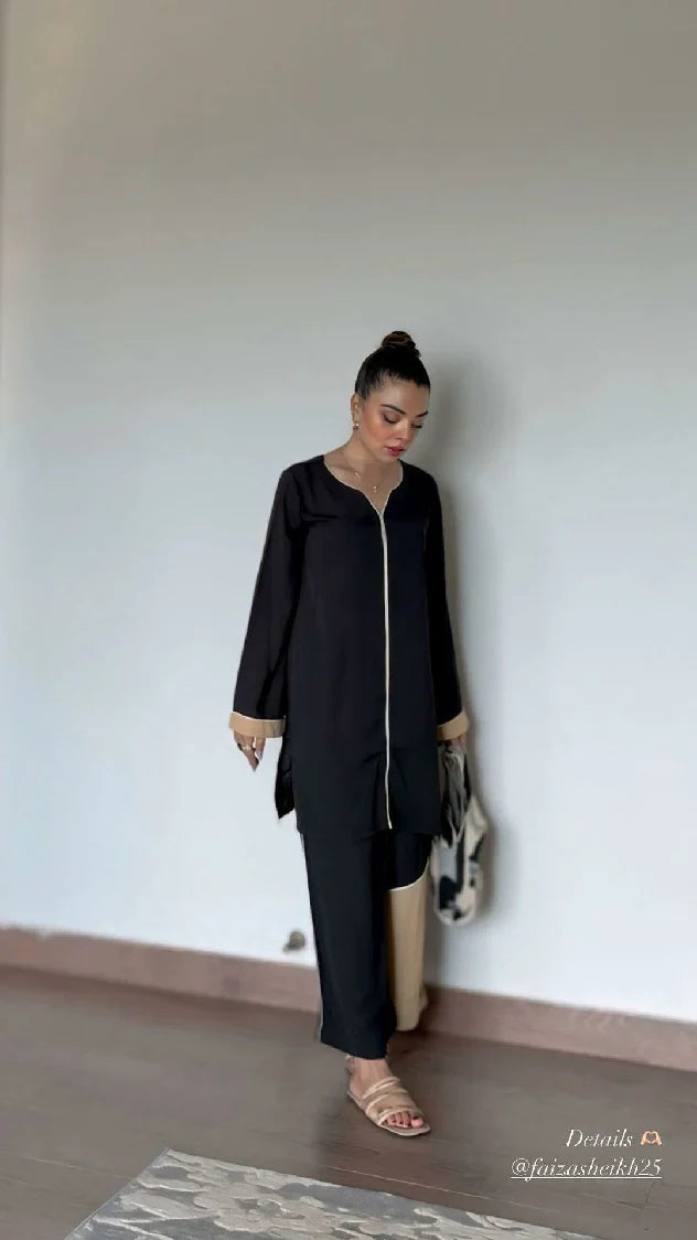 Picture of Manahils - Black & Fone Co-Ord Set - Available at Raja Sahib