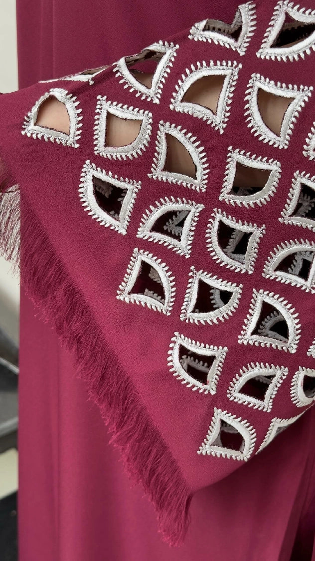 Picture of Manahils - Burgundy Maroon Embroidered Tunic - Available at Raja Sahib
