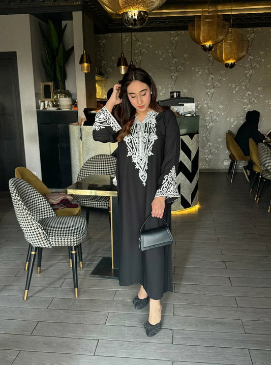 Picture of Manahils - Black Thun Embroidered - Available at Raja Sahib