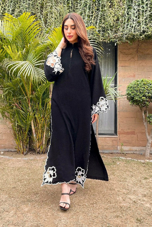 Manahils - Black Scallop Embroidered Two Pc.