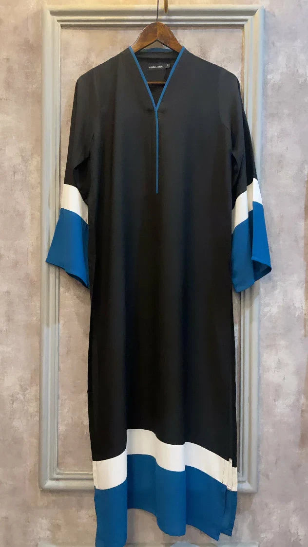 Picture of Manahils - Black Teal Shirt - Available at Raja Sahib