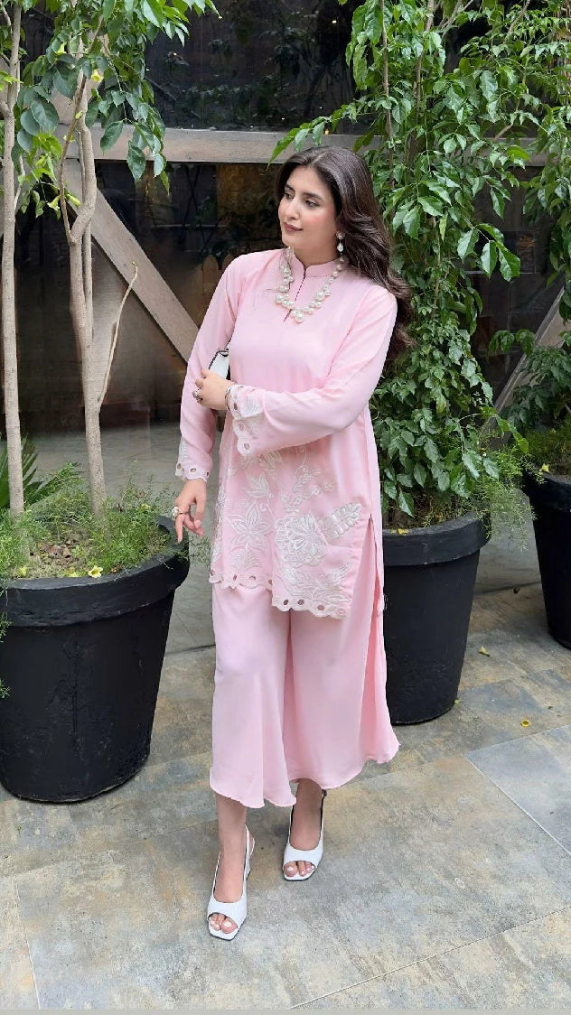 Picture of Manahils - Pastel Pink Embroidered - Available at Raja Sahib