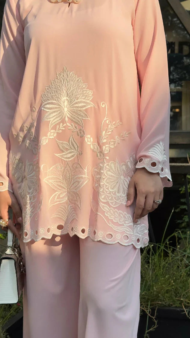 Picture of Manahils - Pastel Pink Embroidered - Available at Raja Sahib