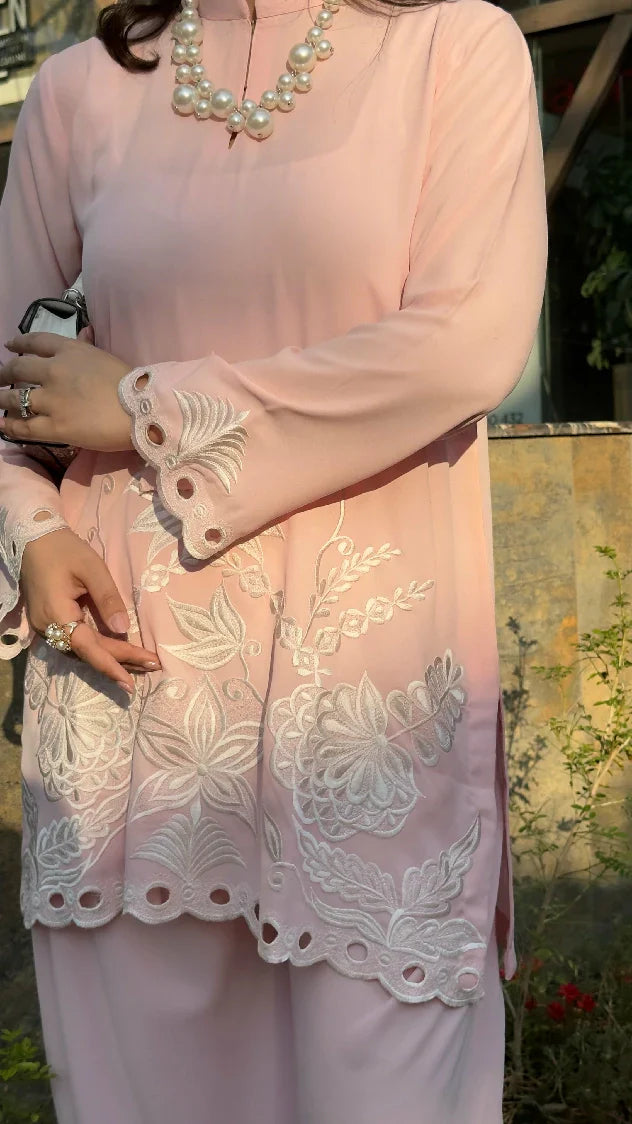 Picture of Manahils - Pastel Pink Embroidered - Available at Raja Sahib