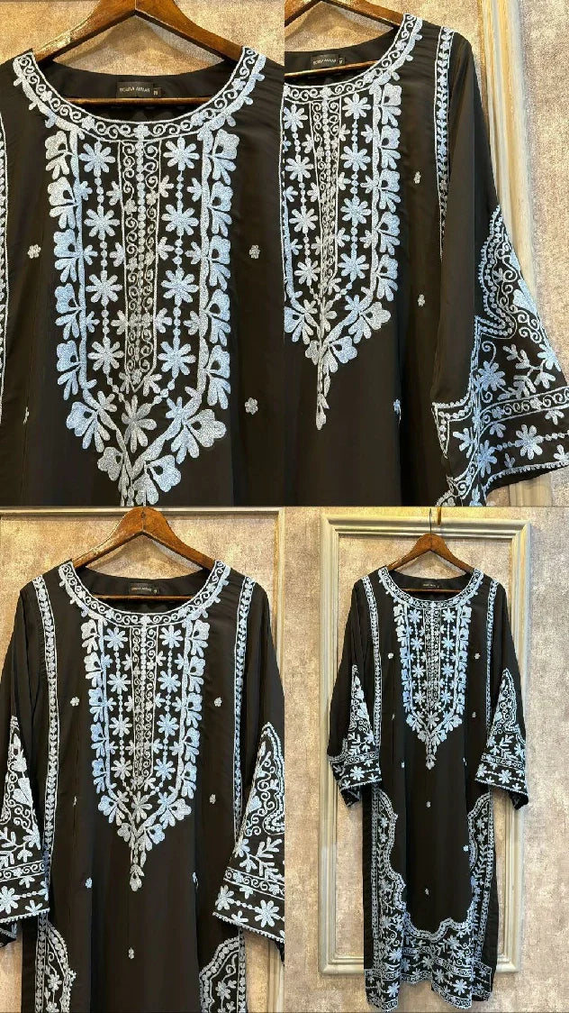 Picture of Manahils - Black Embroidered Two Pc - Available at Raja Sahib