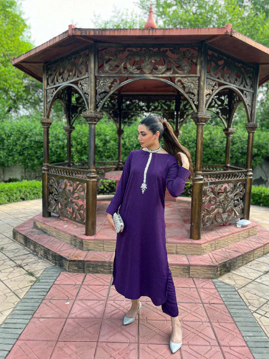 Picture of Manahils - Purple Embellished Stone - Available at Raja Sahib