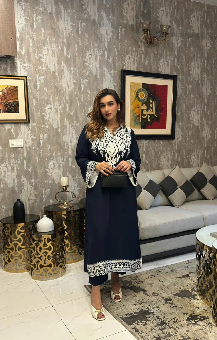 Picture of Manahils - Dark Blue Embroidered - Available at Raja Sahib