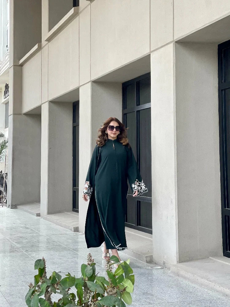 Picture of Manahils - Dark Green Embroidered Two Pc - Available at Raja Sahib