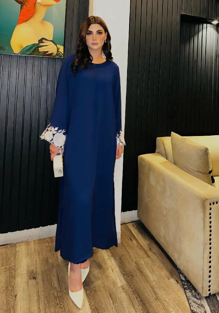 Picture of Manahils - Navy Embroidered Sleeves - Available at Raja Sahib