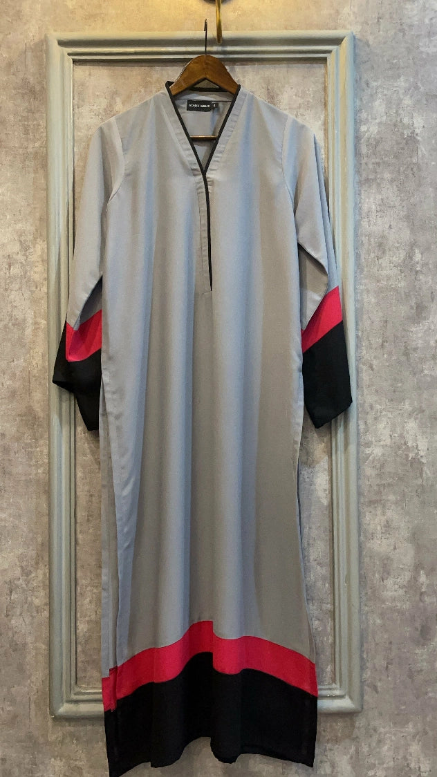 Picture of Manahils - Grey Red Shirt - Available at Raja Sahib