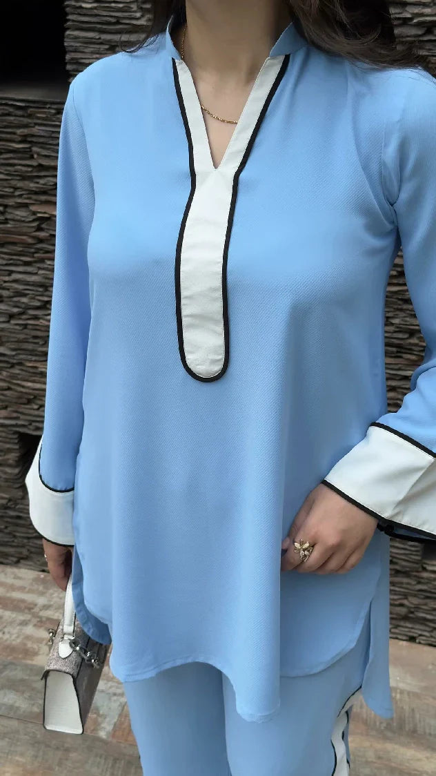 Picture of Manahils - Ice Blue Co-Ord Set - Available at Raja Sahib