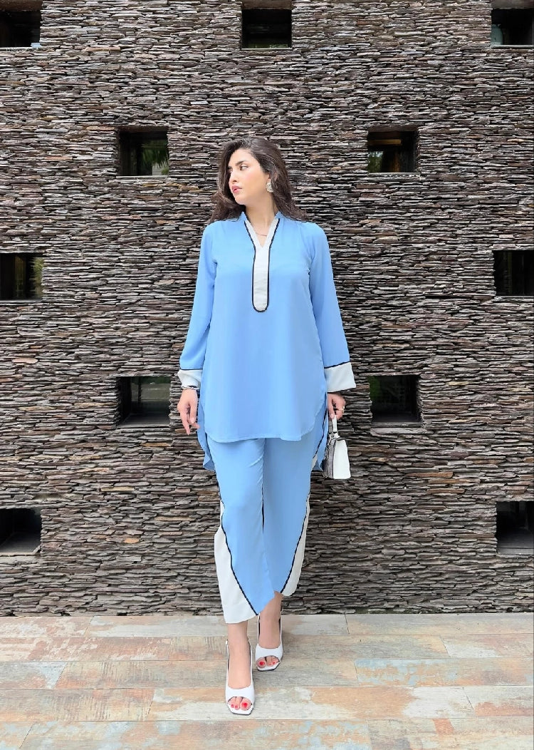 Picture of Manahils - Ice Blue Co-Ord Set - Available at Raja Sahib