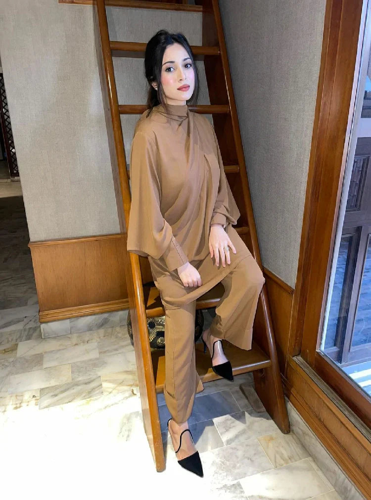 Picture of Manahils - Knot Set Camel Brown - Available at Raja Sahib