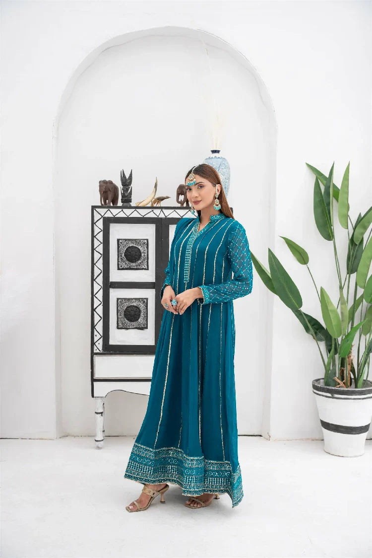 Picture of <!--asx-->Manahils - Kurti 106-Teal - Available at Raja Sahib