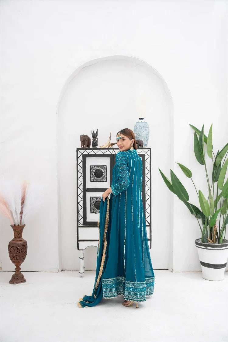 Picture of <!--asx-->Manahils - Kurti 106-Teal - Available at Raja Sahib