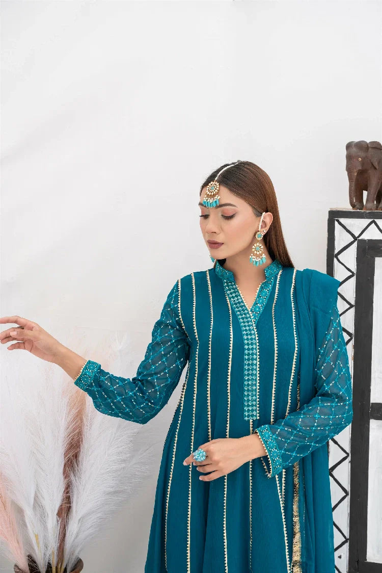 Picture of <!--asx-->Manahils - Kurti 106-Teal - Available at Raja Sahib