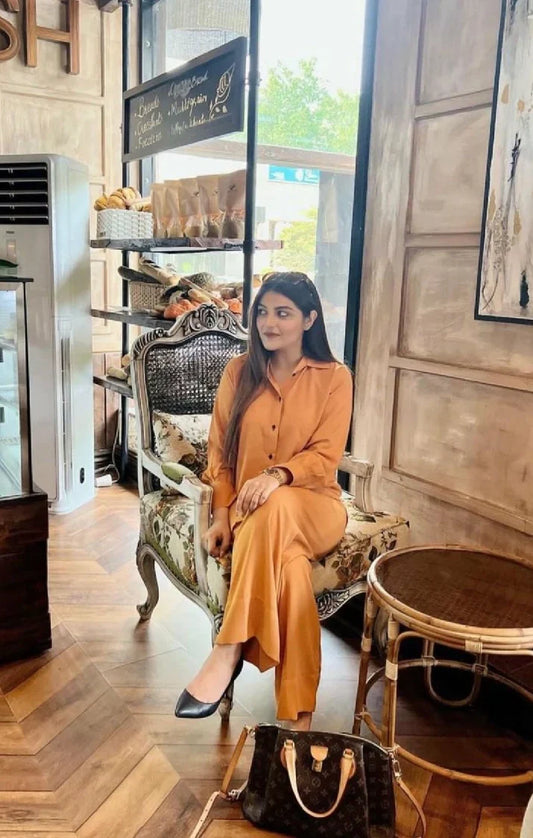 Picture of Manahils - Mustard C0-Ord Set - Available at Raja Sahib