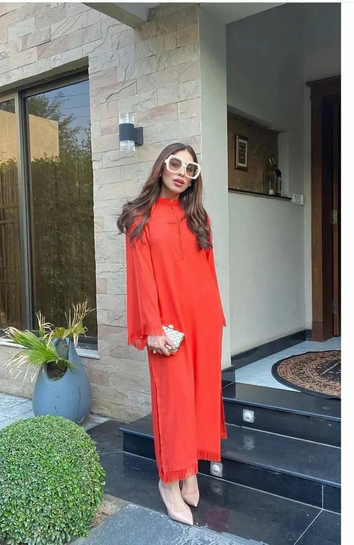 Picture of Manahils - Threaded Love Orange - Available at Raja Sahib