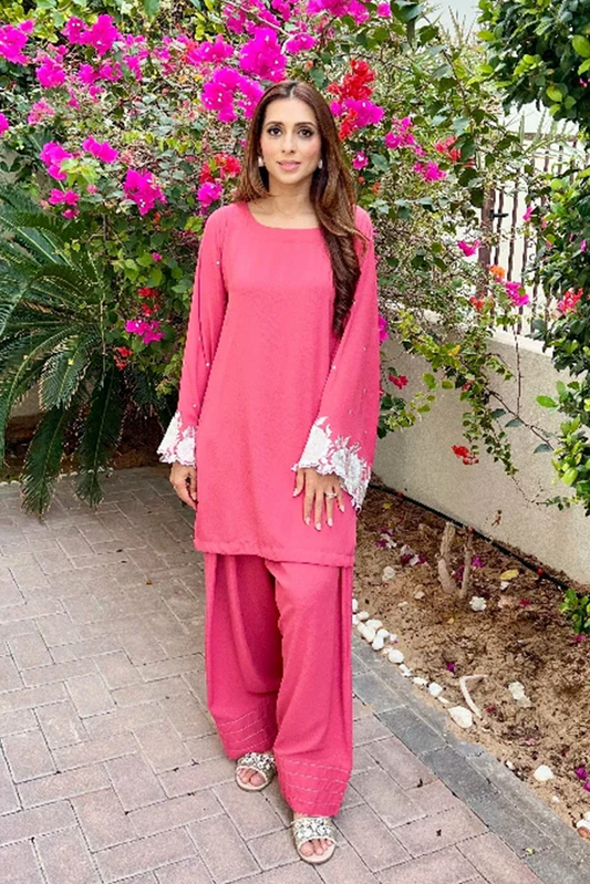 Picture of Manahils - Peach Embroidered Two Pc - Available at Raja Sahib