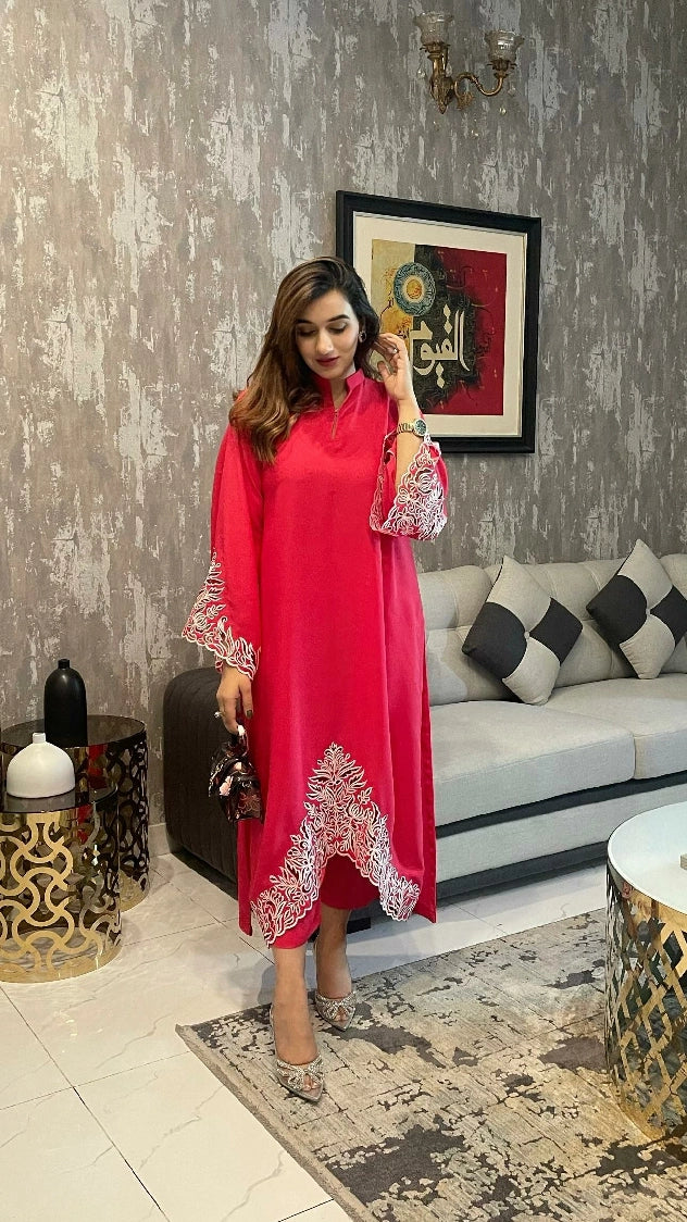 Picture of Manahils - Pink Embroidered Two Pc(Pay-Now) - Available at Raja Sahib