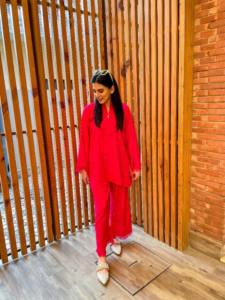 Picture of Manahils - Pink Marina Co-Ord Set - Available at Raja Sahib