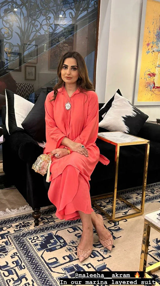 Picture of Manahils - Peach Marina Co-Ord Set - Available at Raja Sahib