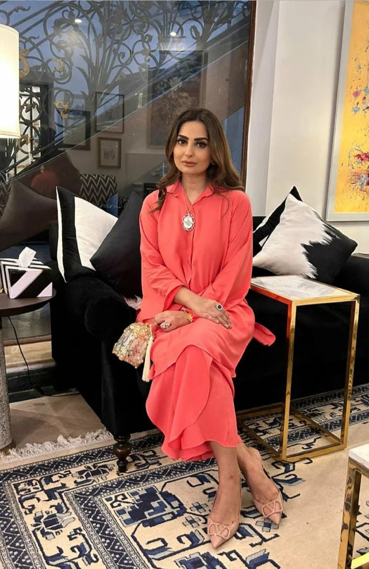 Picture of Manahils - Peach Marina Co-Ord Set - Available at Raja Sahib