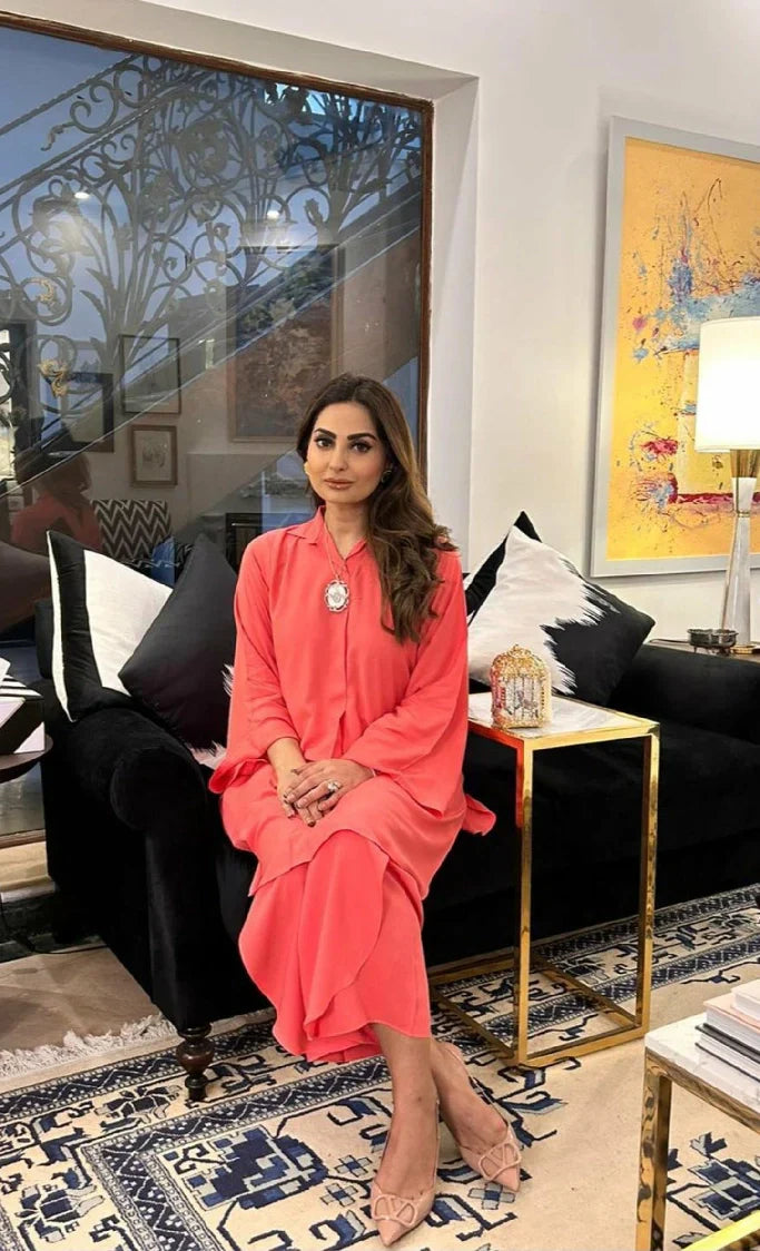 Picture of Manahils - Peach Marina Co-Ord Set - Available at Raja Sahib