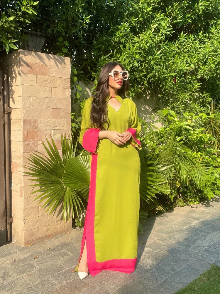 Picture of Manahils - Pop Of Pink Kaftan - Available at Raja Sahib