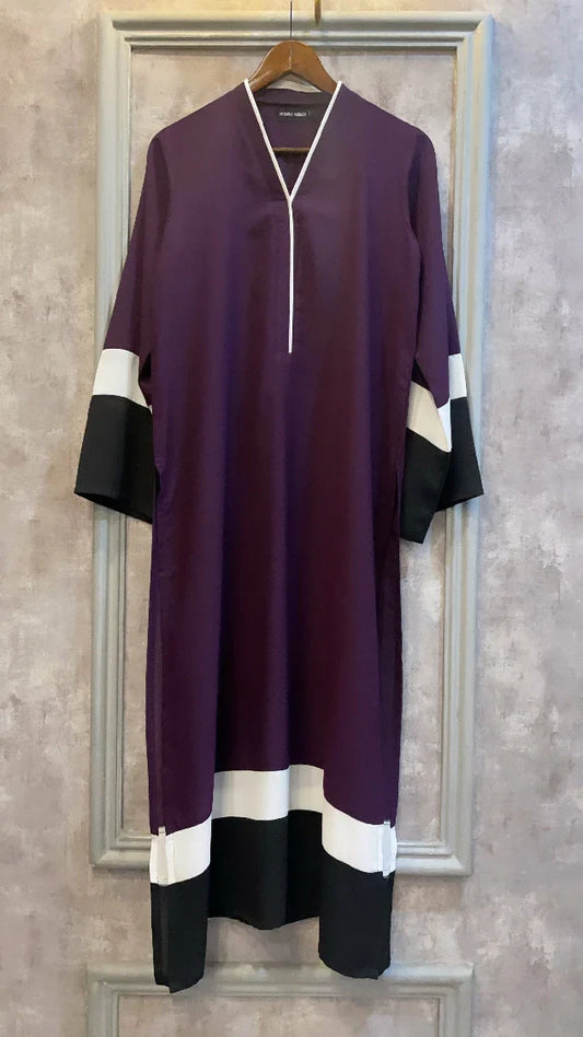 Picture of Manahils - Purple White Shirt - Available at Raja Sahib