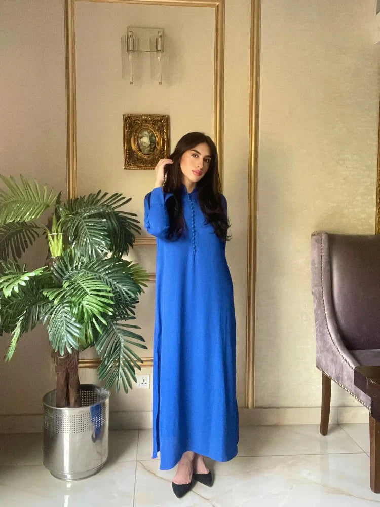 Picture of Manahils - Royal Blue Button Set - Available at Raja Sahib