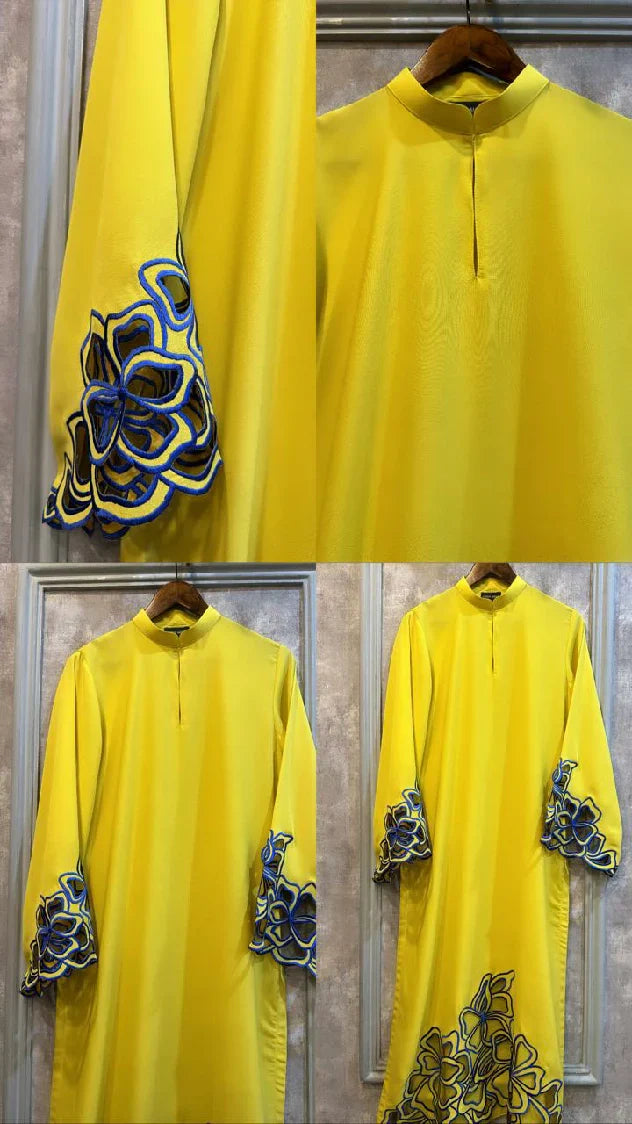 Picture of Manahils - Yellow Embroidered Set - Available at Raja Sahib