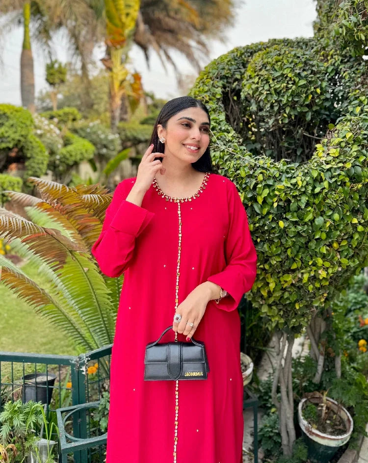 Picture of Manahils - Red Embellished Swarovski - Available at Raja Sahib