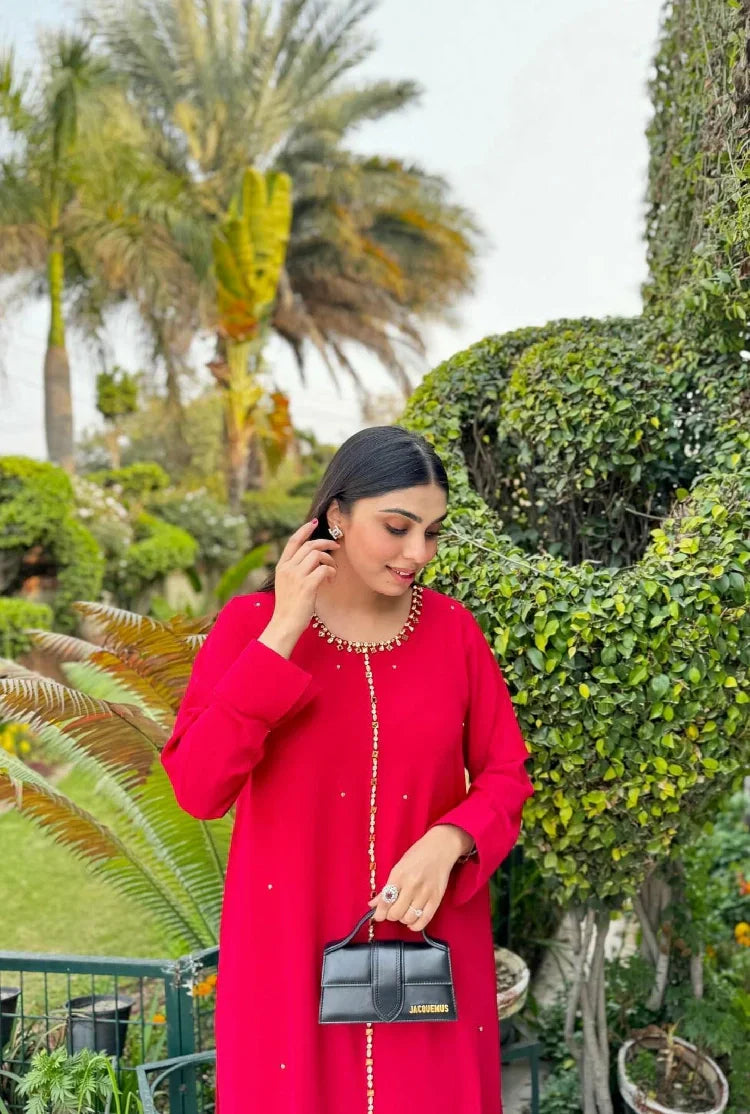 Picture of Manahils - Red Embellished Swarovski - Available at Raja Sahib