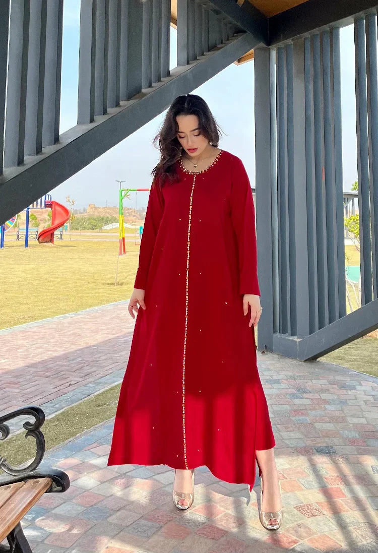 Picture of Manahils - Red Embellished Swarovski - Available at Raja Sahib