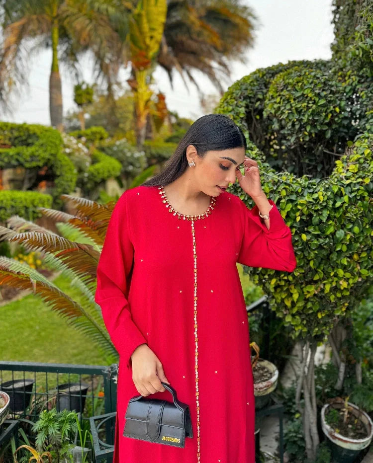 Picture of Manahils - Red Embellished Swarovski - Available at Raja Sahib