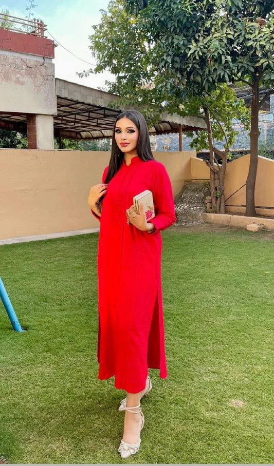 Picture of Manahils - Red Marina Tunic - Available at Raja Sahib