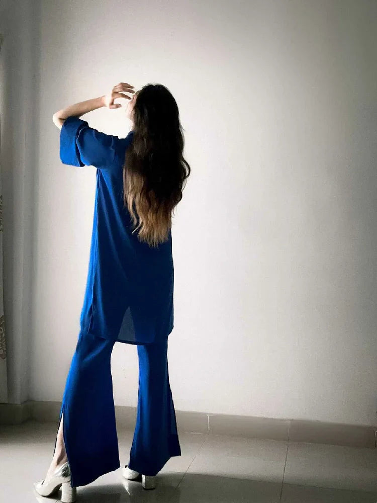 Picture of Manahils - Slit Cut Blue - Available at Raja Sahib