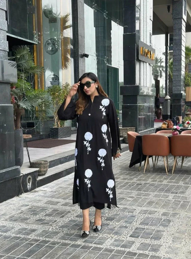 Picture of Manahils - Flower Embroidered Two Pc - Available at Raja Sahib