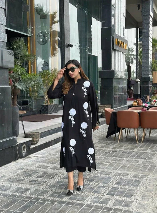 Picture of Manahils - Flower Embroidered Two Pc - Available at Raja Sahib