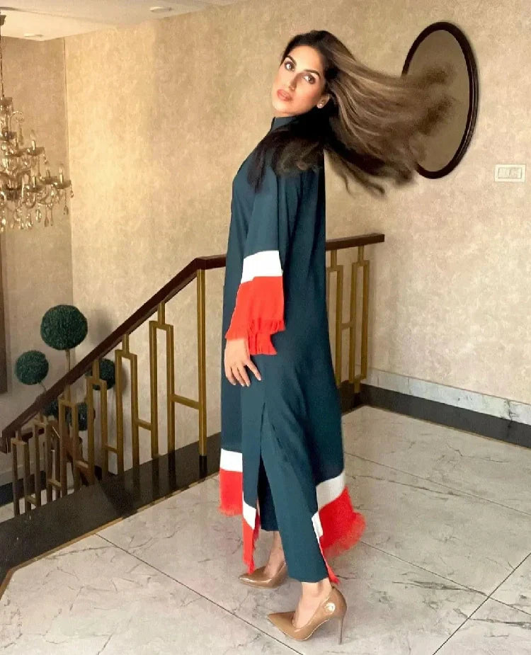 Picture of Manahils - Threaded Love Green With Stripes - Available at Raja Sahib