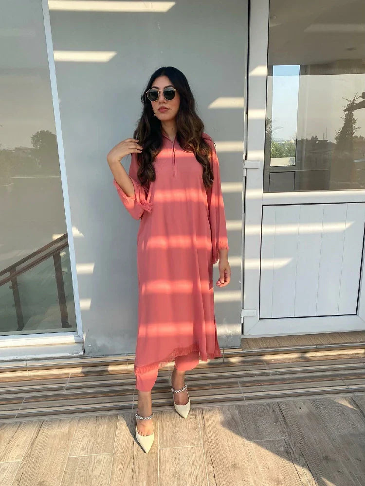 Picture of Manahils - Threaded Love (Two Pc) Peach - Available at Raja Sahib