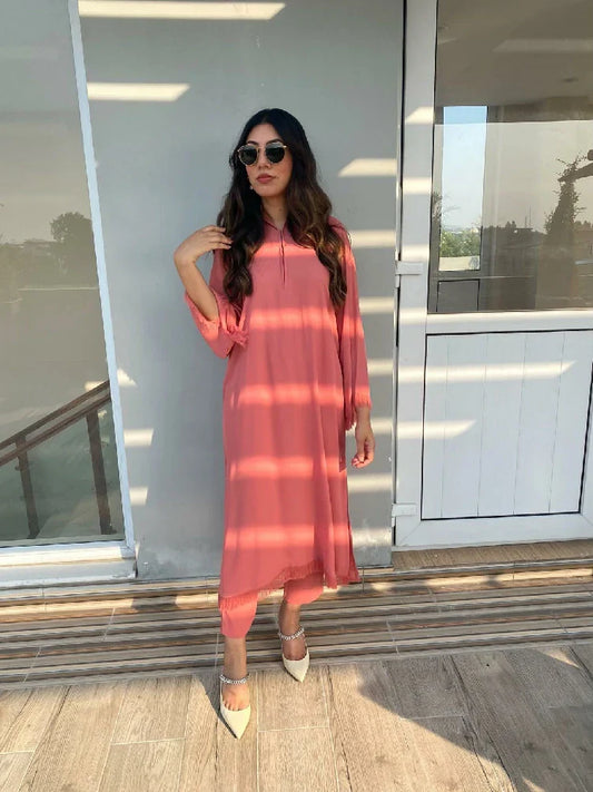 Picture of Manahils - Threaded Love (Two Pc) Peach - Available at Raja Sahib