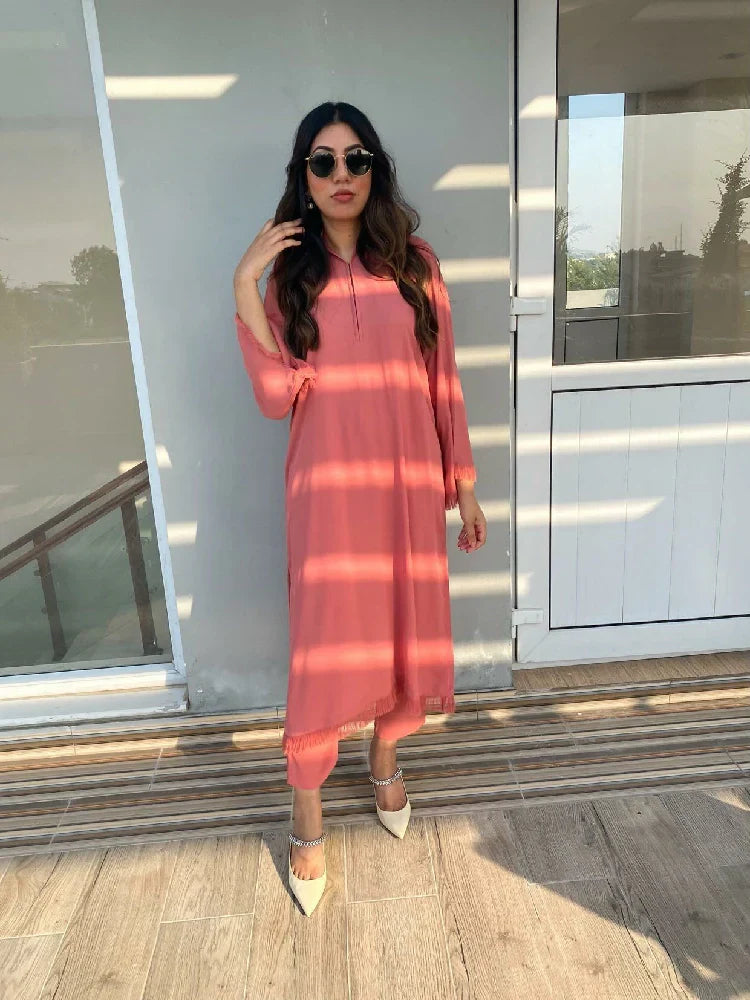 Picture of Manahils - Threaded Love (Two Pc) Peach - Available at Raja Sahib