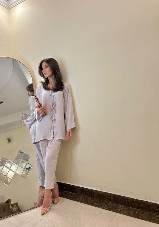 Picture of Manahils - Tie Woody Co-Ord Set - Available at Raja Sahib