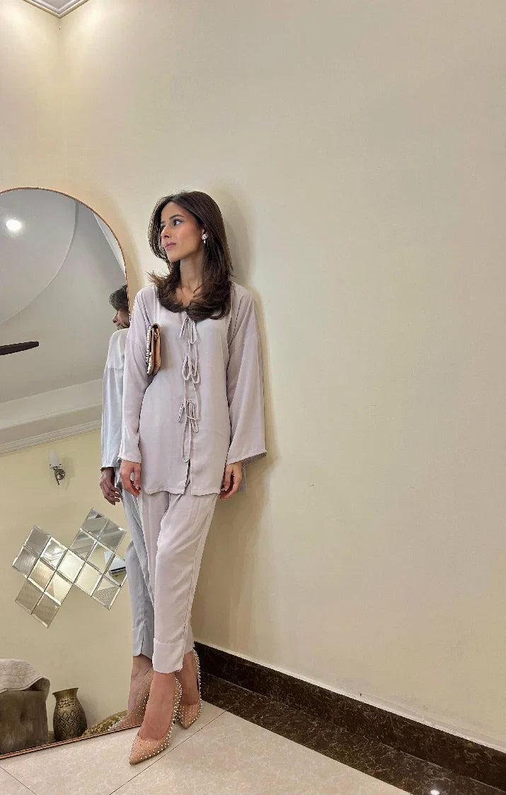 Picture of Manahils - Tie Woody Co-Ord Set - Available at Raja Sahib