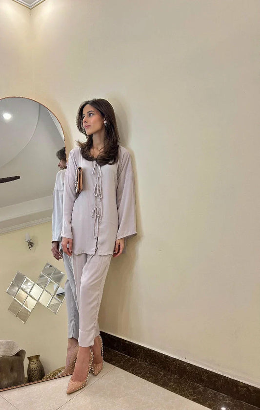 Picture of Manahils - Tie Woody Co-Ord Set - Available at Raja Sahib