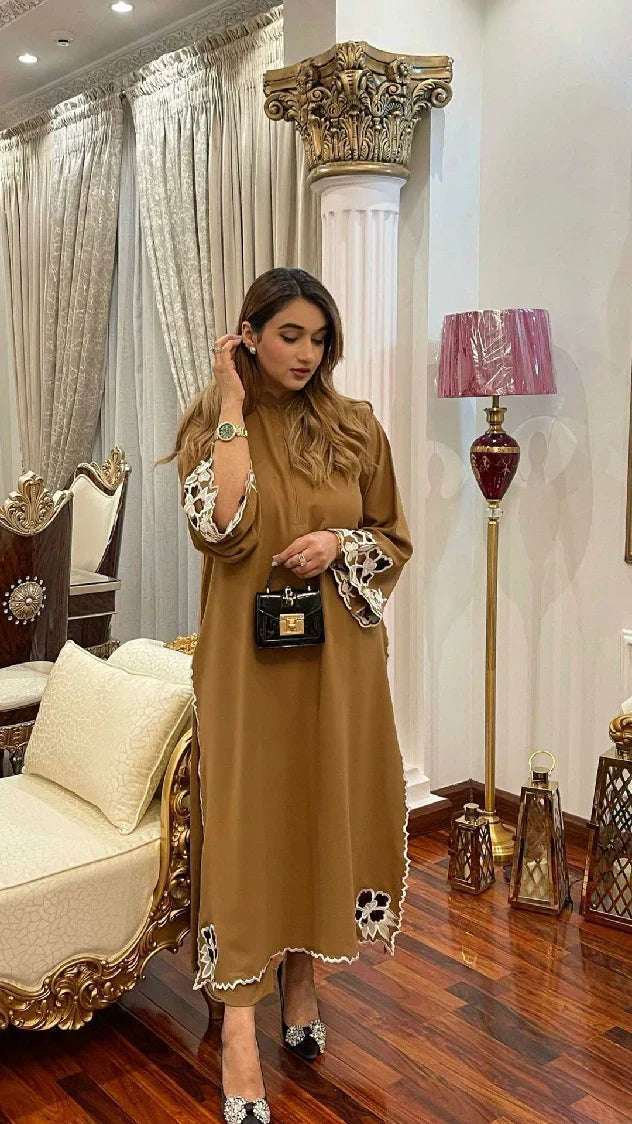 Picture of Manahils - Camel Brown Scallop - Available at Raja Sahib