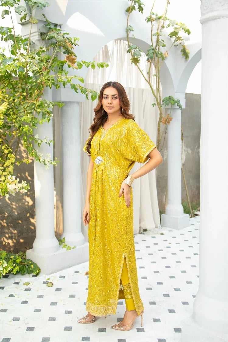 Picture of <!--atq-->Manahils - Wa 03-Kaftan-Mustard - Available at Raja Sahib